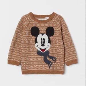 Disney H&M Mickey Mouse Knit Winter Christmas Sweater Size 12M 100% Cotton NWOT